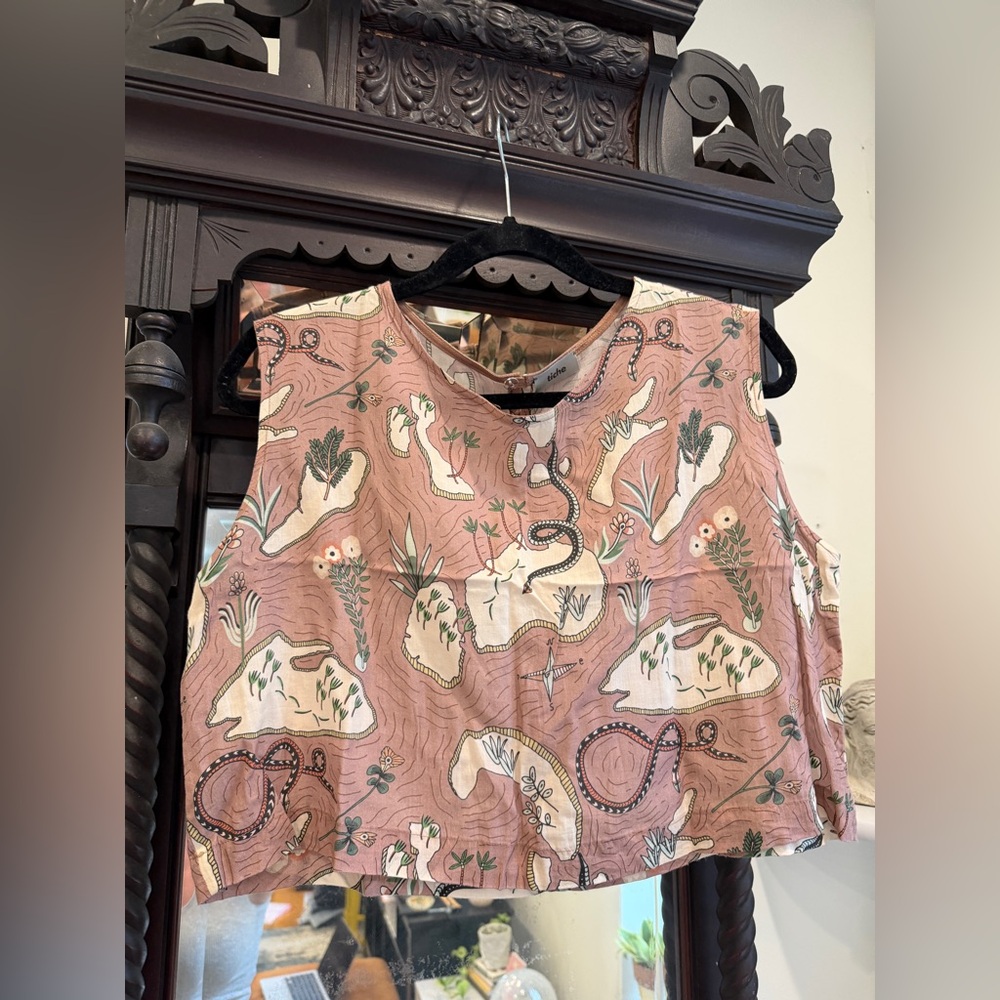 Italian-Made Western Print Boxy Top
